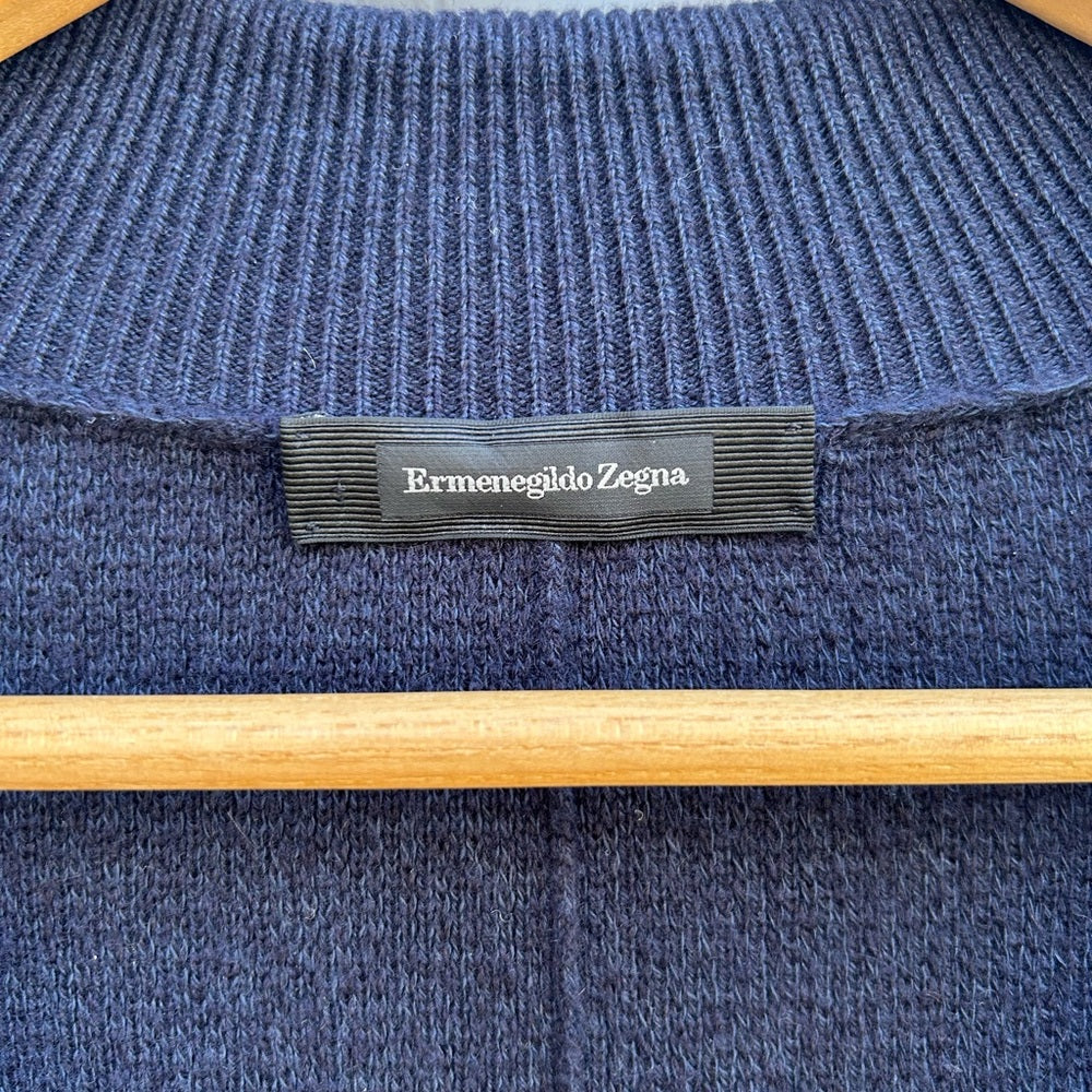 Ermenegildo Zenga Navy Cashmere Cotton Cardigan Blazer, size L/52