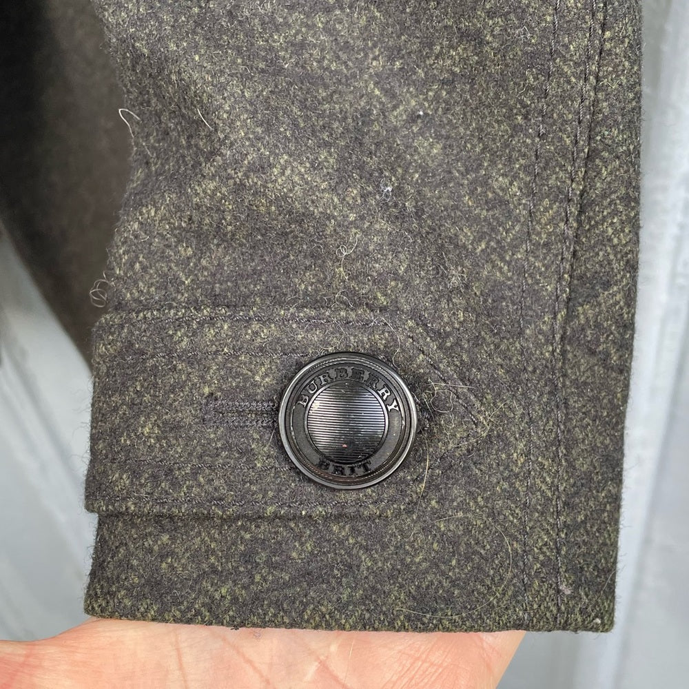 Burberry Brit Olive Green Wool Pea Coat, size 4