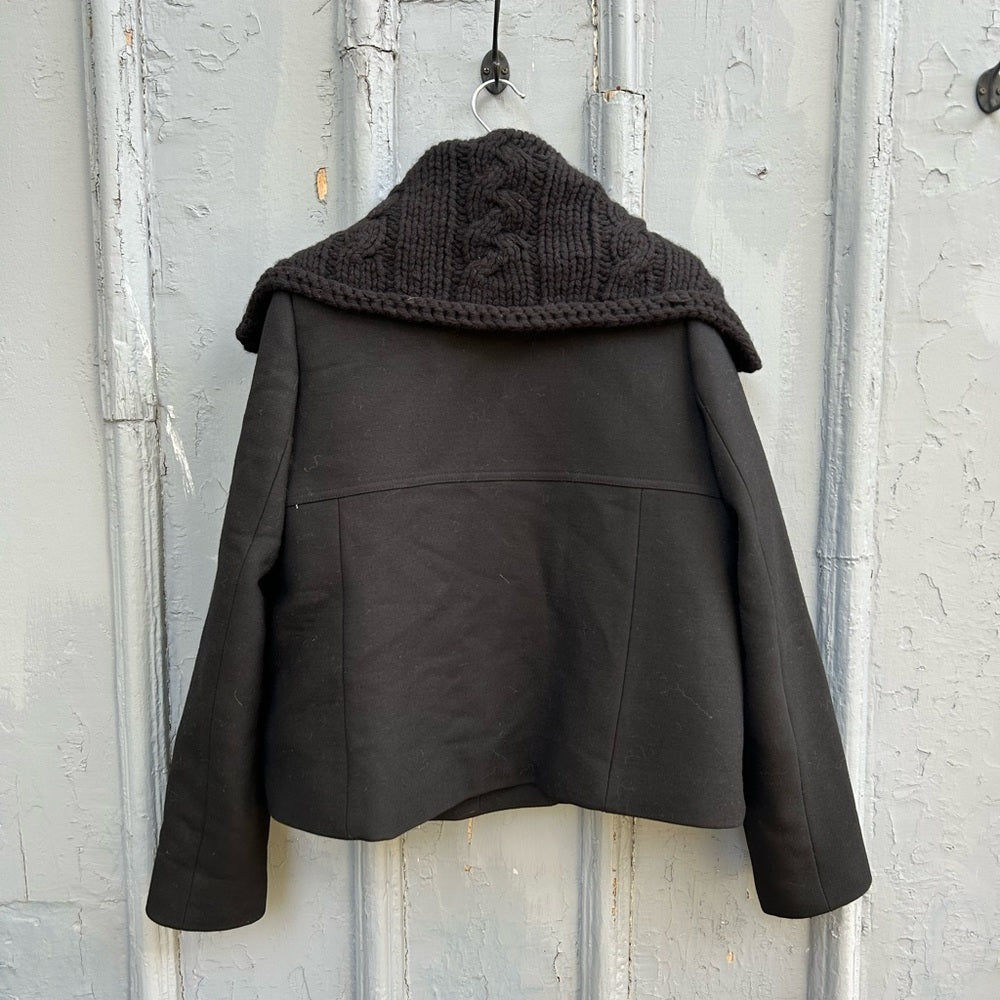 Smythe Black Wool Knit Shawl Collar Jacket, size 12