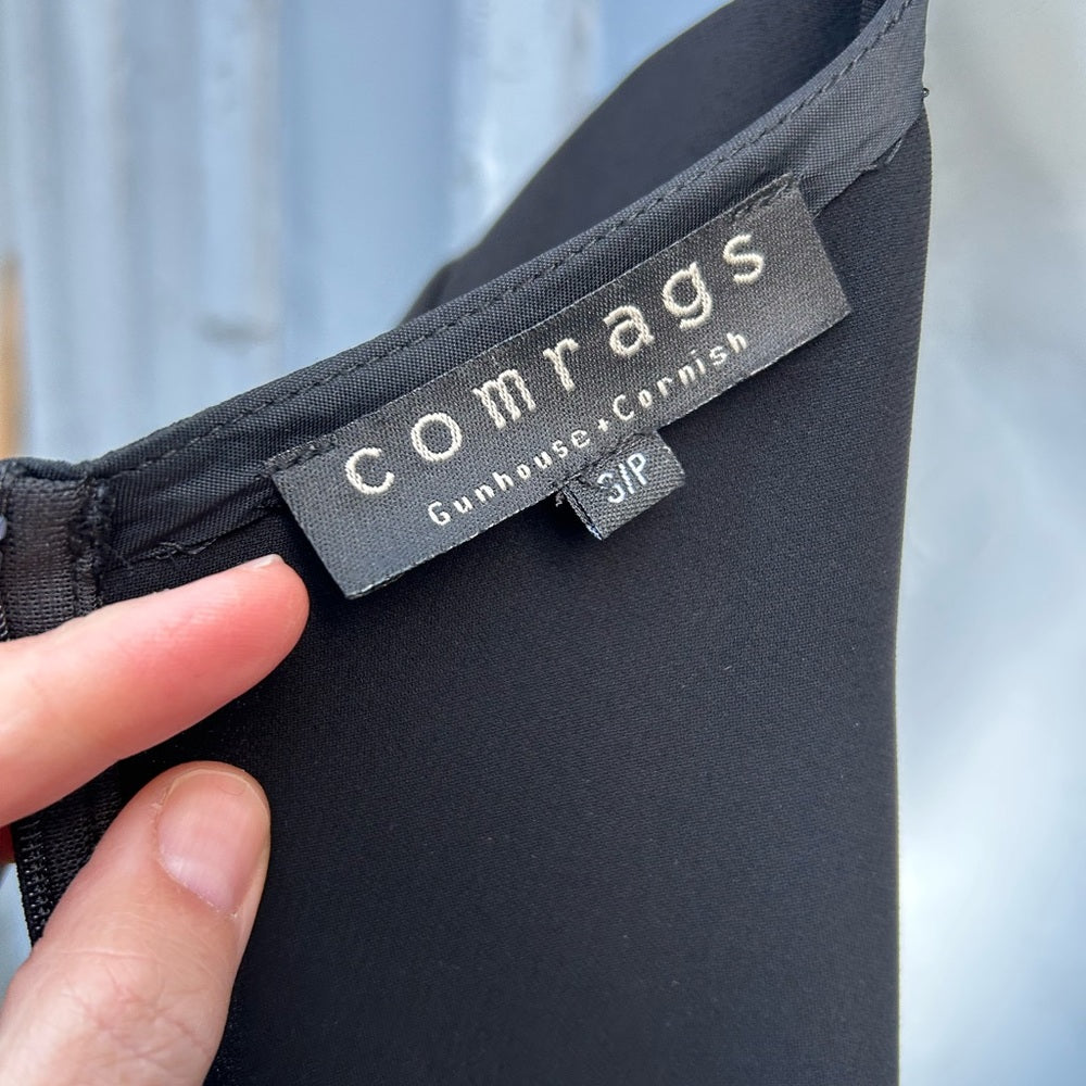 Comrags V neck Black Shift Dress, size Small