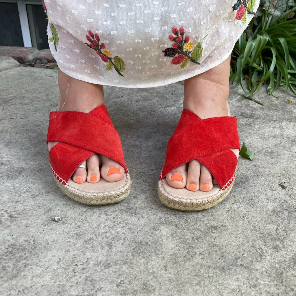 David Tyler Betty Espadrille cross front sandal, size 40