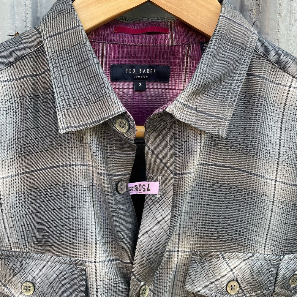 Ted Baker blue plaid “ Buldate tapered fit” buttondown, Ted size 3 (medium)