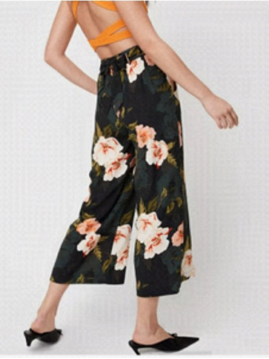 Wilfred Black Floral Tie Waist Pant, size Small