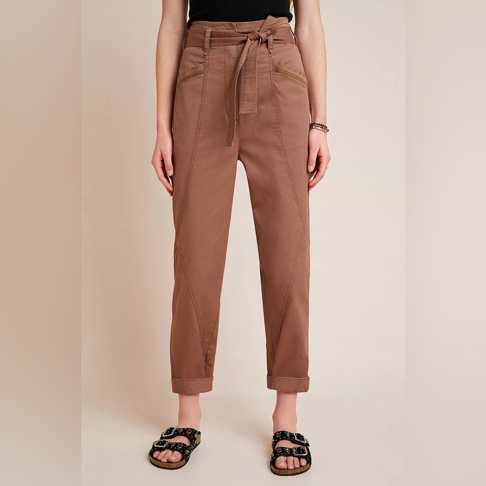 By Anthropologie Ellie Embroidered Utility Pants, size 8