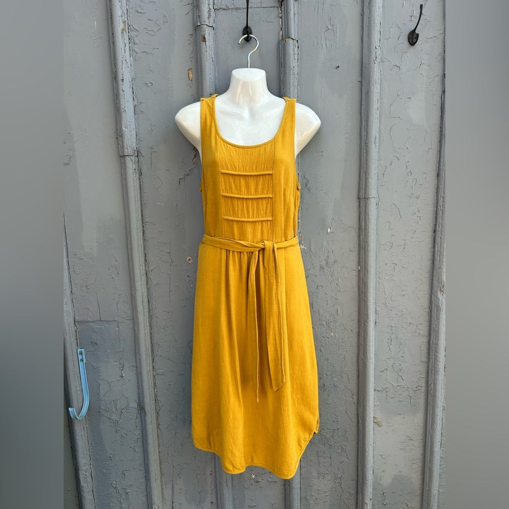 Cokluch Linen blend yellow sleeveless dress, size M