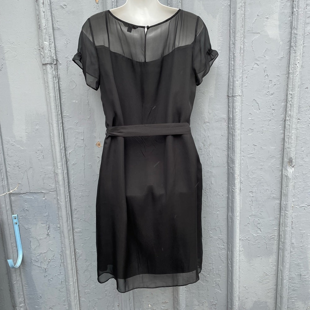 Brooks Brothers Black Silk Tie waist Shift dress, size 12