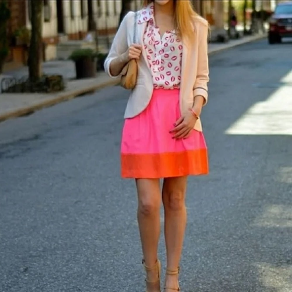 J. Crew Barbie Pink & Red Flare Skirt, size 0