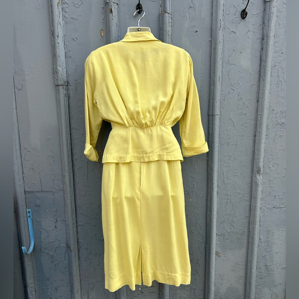 Jonelle 1950's Yellow Dress & jacket set, size vintage "12" (modern 6),