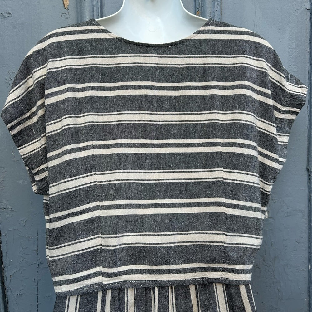 Cokluch striped Linen blend crop top, M, and shorts, L, set