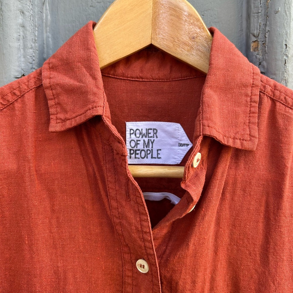 Power of my People Rust Wayward Fit Ss button up shirt, size xxs