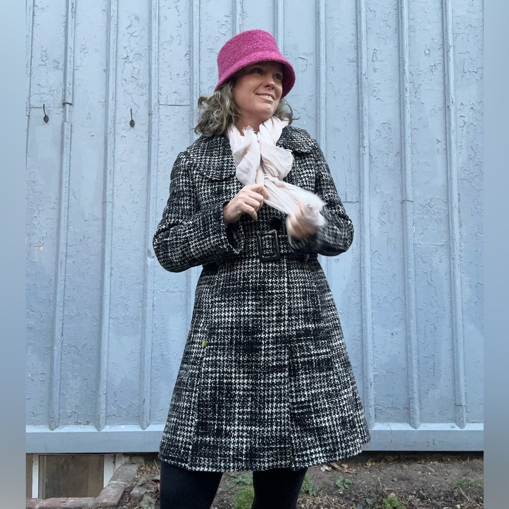 SOIA & KYO Houndstooth Wool Coat, Size XL