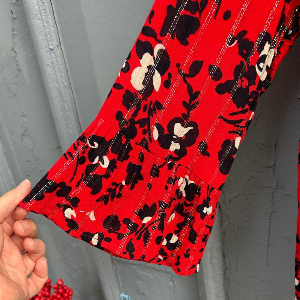 Ba&sh Eddy Rouge floral blouse, size M