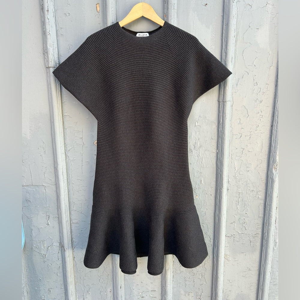 Alaia Wool Circular Ribbed Knit Midi Dress, size 44 (approx US 8/10)