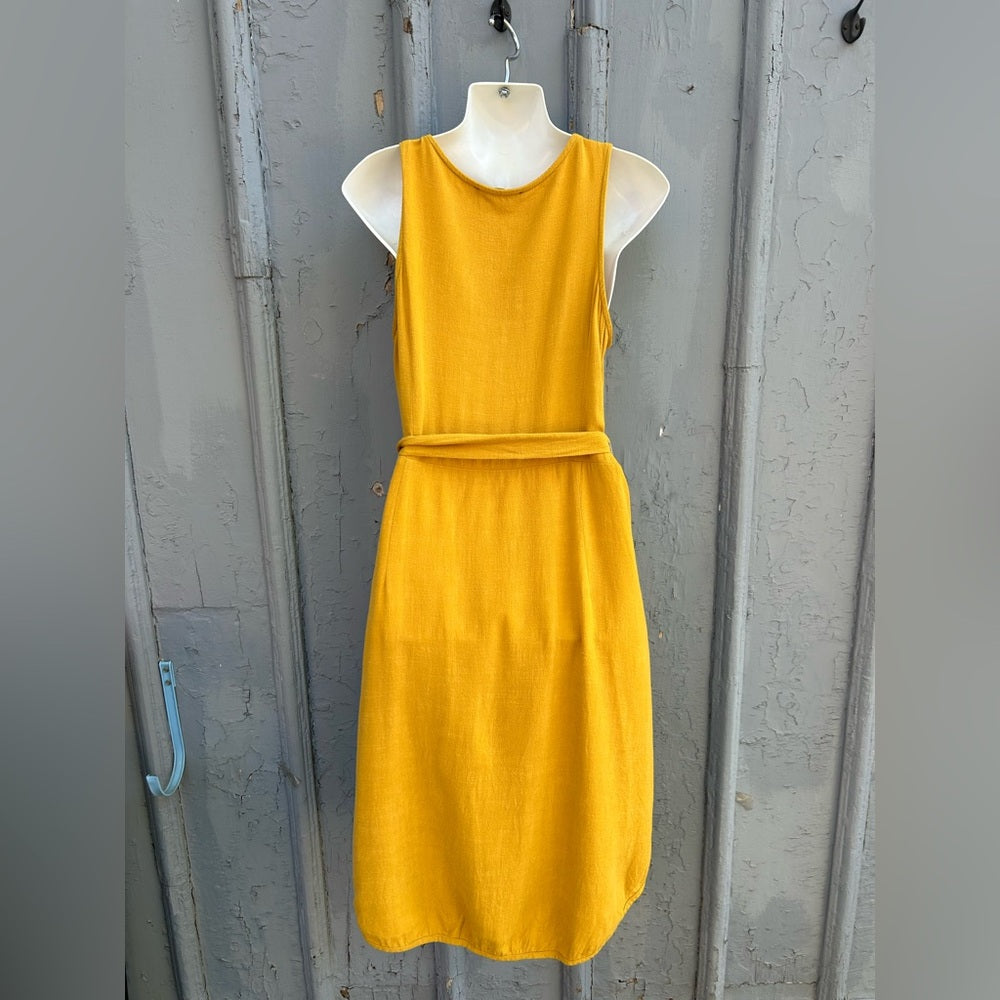 Cokluch Linen blend yellow sleeveless dress, size M
