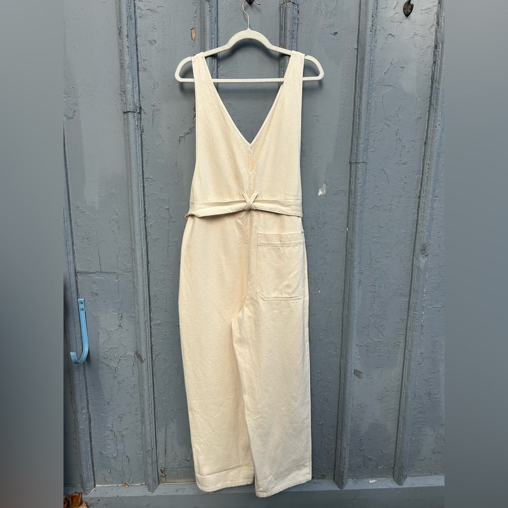 Alex Mill cream V neck denim jumpsuit, size M