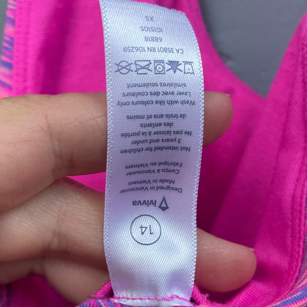 Ivivva Pink Purple Tank, size 14