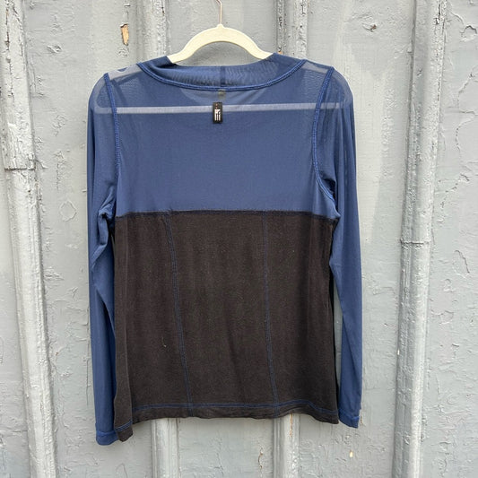 IF (individually Fashioned Toronto)Blue Black long sleeve “bustier”tee, size XL