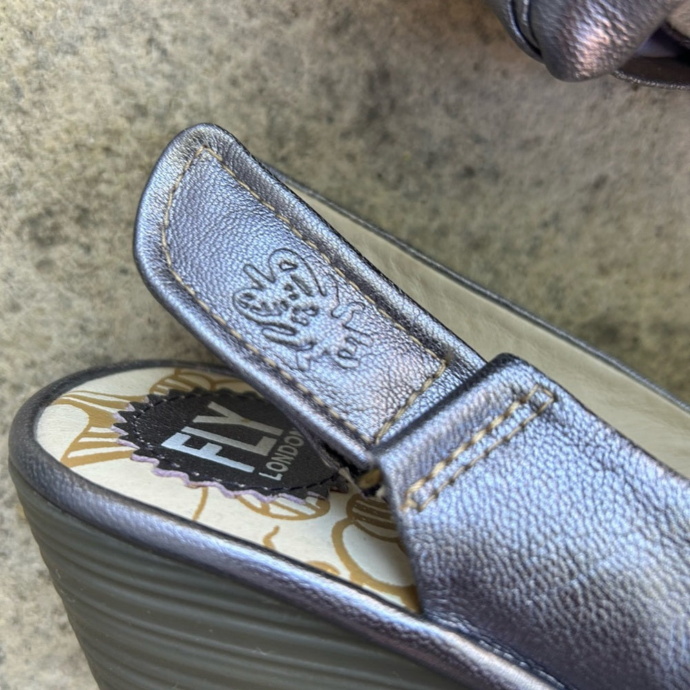 Fly London Yakin Pewter Wedge, size 38