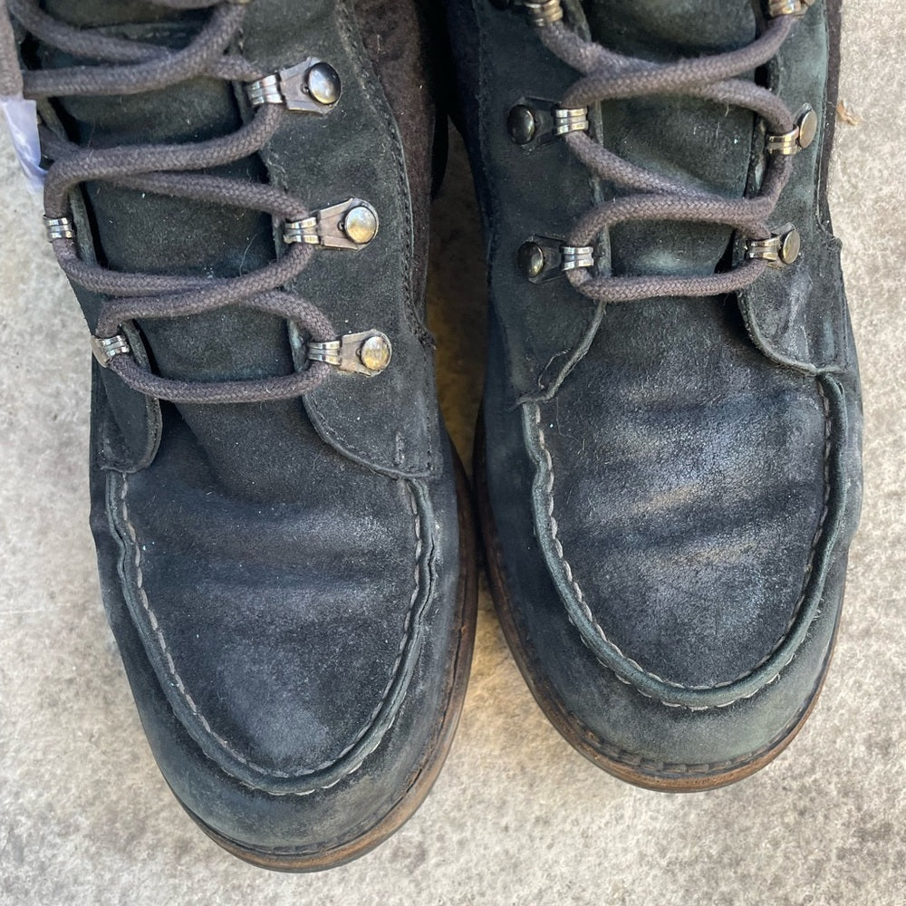 Chanel Black Wool, Suede & Shearling Lace up Combat Boots, Size 39