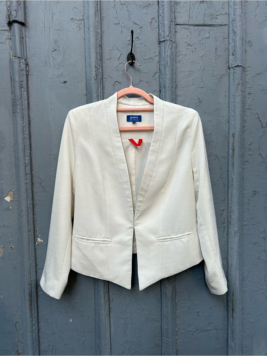 Grayes White textured collarless Kirstine blazer, size 8