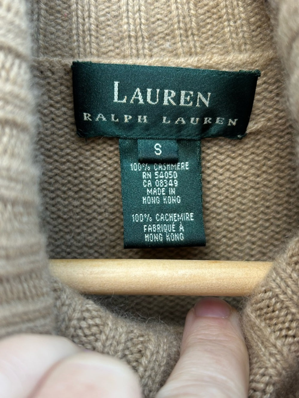 Lauren Ralph Lauren Cashmere Camel Turtleneck Sleeveless Sweater, Small