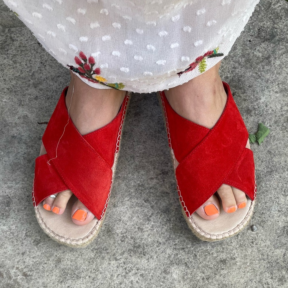 David Tyler Betty Espadrille cross front sandal, size 40