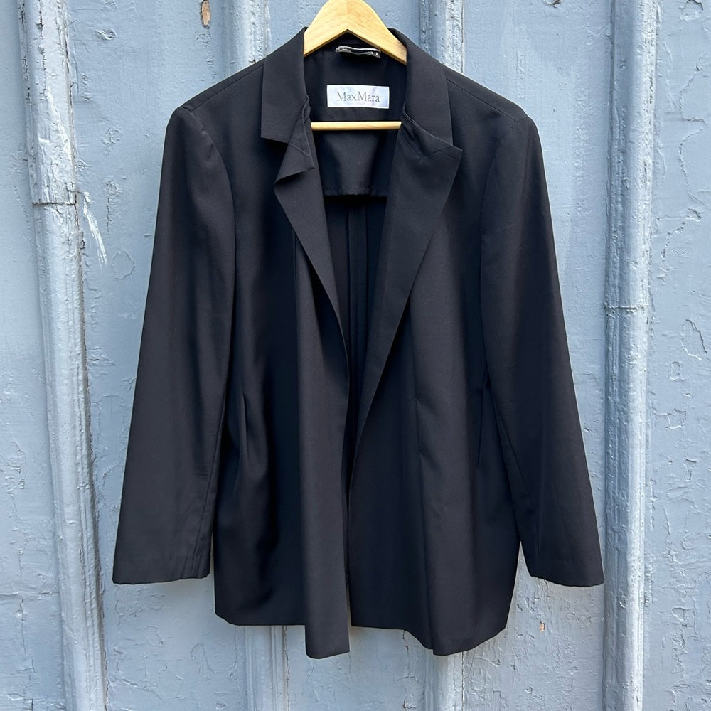 MaxMara Light Wool Black Blazer, size 14 (European 44)