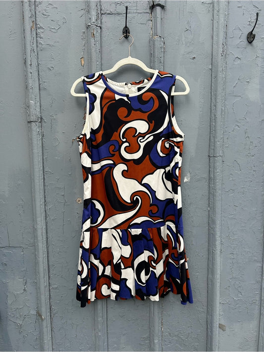 Pink Tartan Vintage Print Drop Waist Dress, Size 6