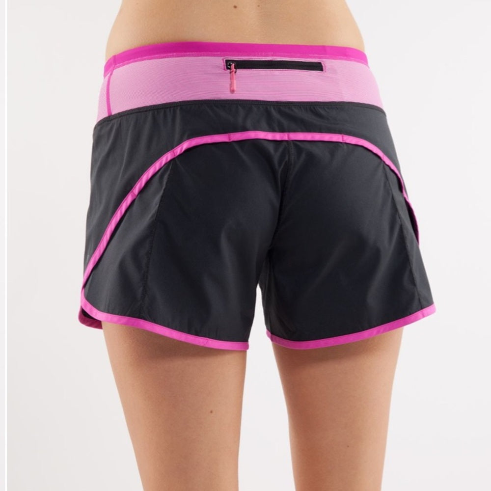 Lululemon Purple Black Turbo Run Shorts, size 4