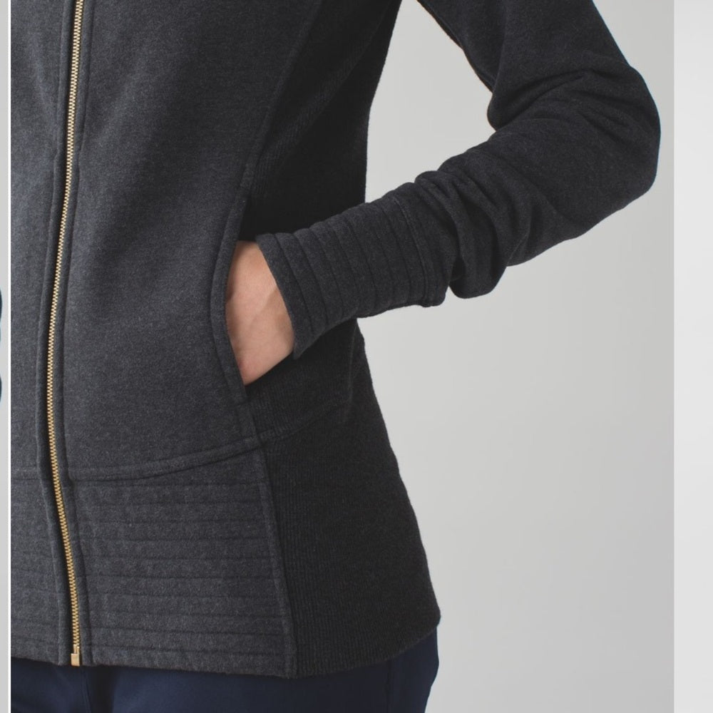 Lululemon Radiant Jacket In Heathered Black, Size 4