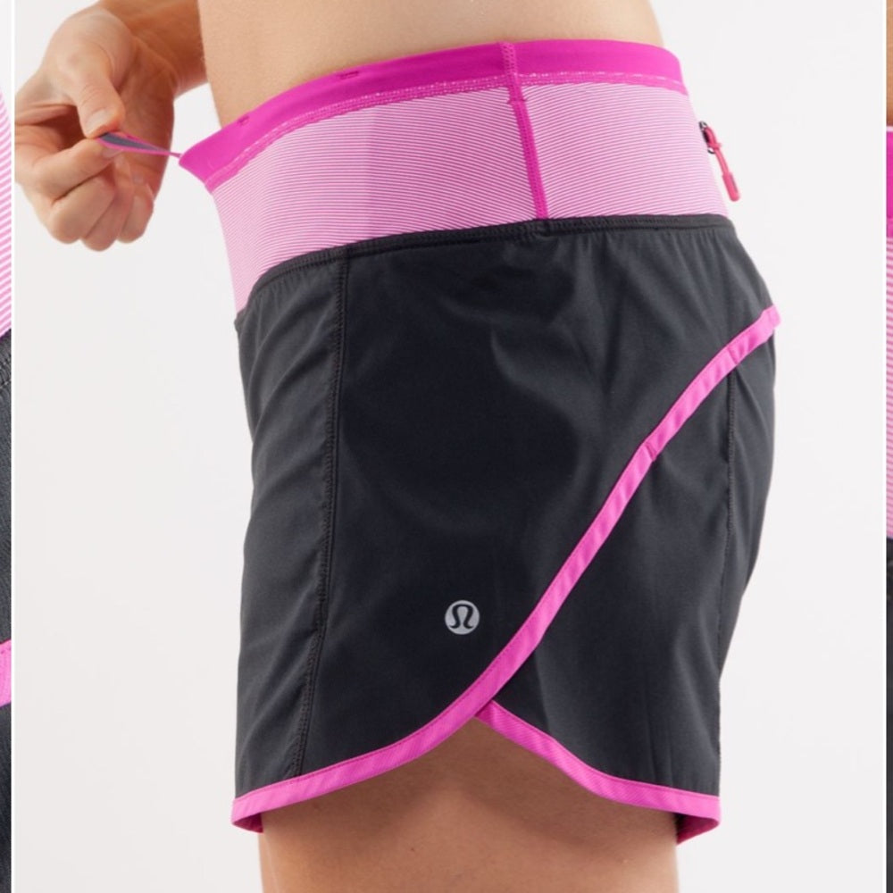 Lululemon Purple Black Turbo Run Shorts, size 4