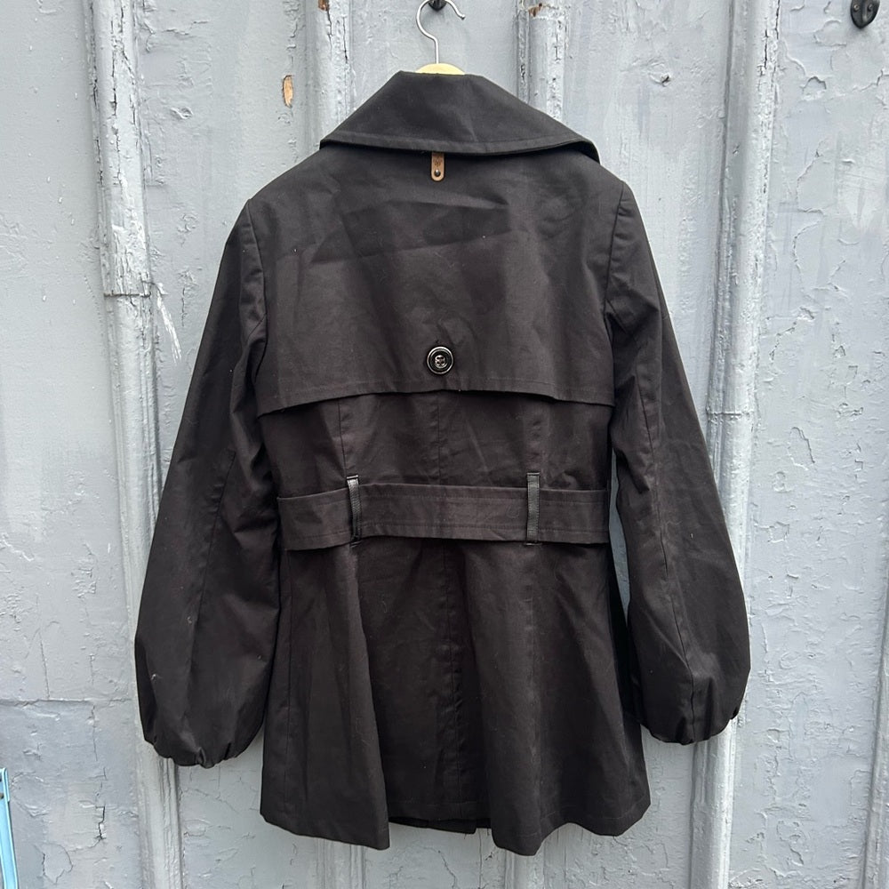 Mackage Black Ballon Sleeve Short trench, size large