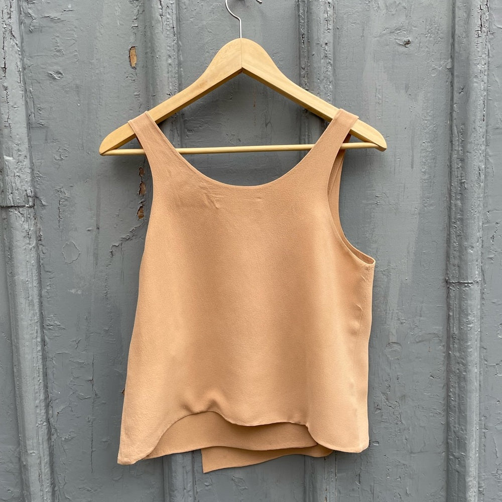 Balenciaga Silk Taupe Wrap Blouse, size 38