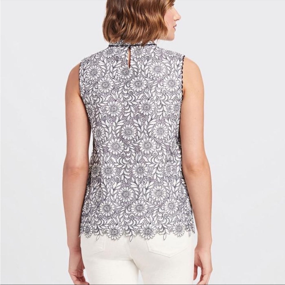 Draper James Magnolia White Floral Lace Top , size 14