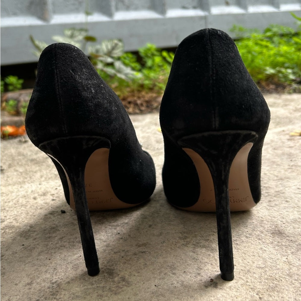 Jimmy Choo Jasmine Black Suede pump with crystals, size 37