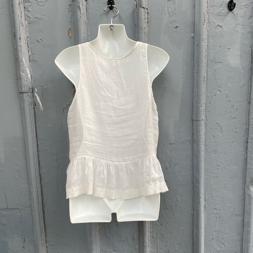 Aritzia Wilfred White Boho Sleeveless Tank, Size Medium
