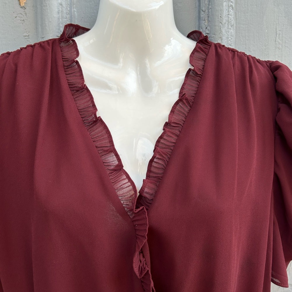 Marlee Bohemian Ruffle Front Peplum Blouse, size Large
