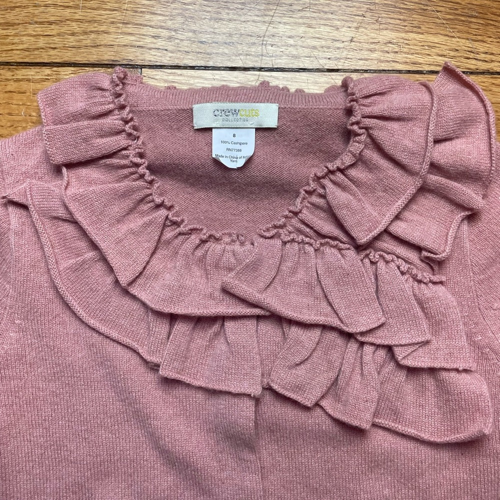 Crewcuts (J Crew) Cashmere Ruffle Front Cardigan Sweater, size 8