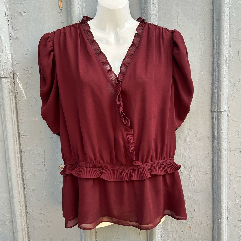 Marlee Bohemian Ruffle Front Peplum Blouse, size Large