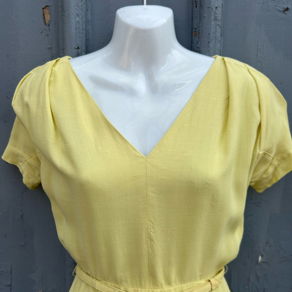 Jonelle 1950's Yellow Dress & jacket set, size vintage "12" (modern 6),