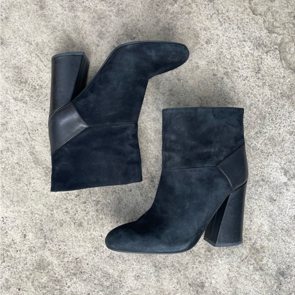 See By Chloé Black Suede Leather Ankle Boots, Size 37