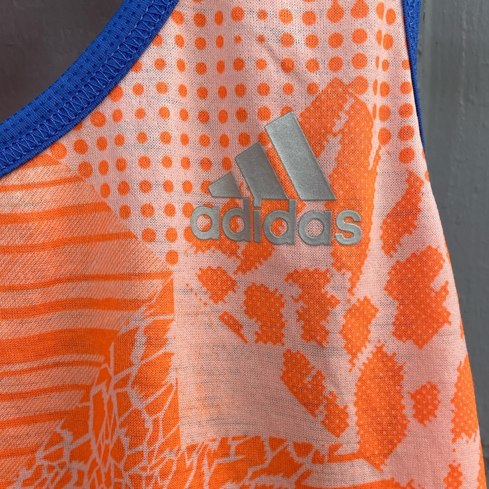 Adidas Orange printed Climalite Tank top, size M