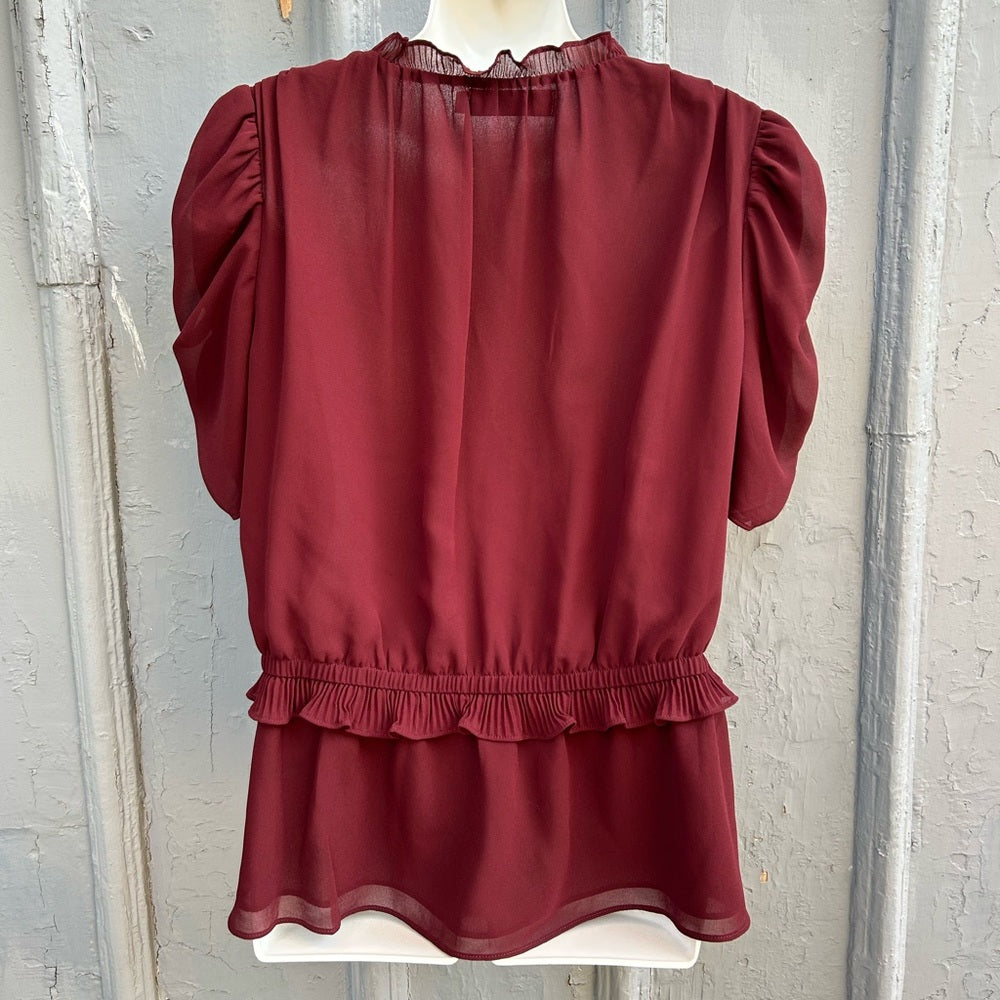 Marlee Bohemian Ruffle Front Peplum Blouse, size Large