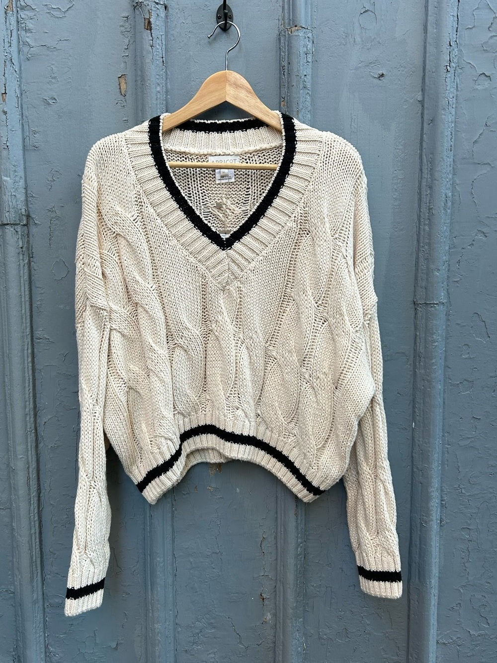 Apricot V neck Academic Knit Cropped Sweater, BNWT, Size XL