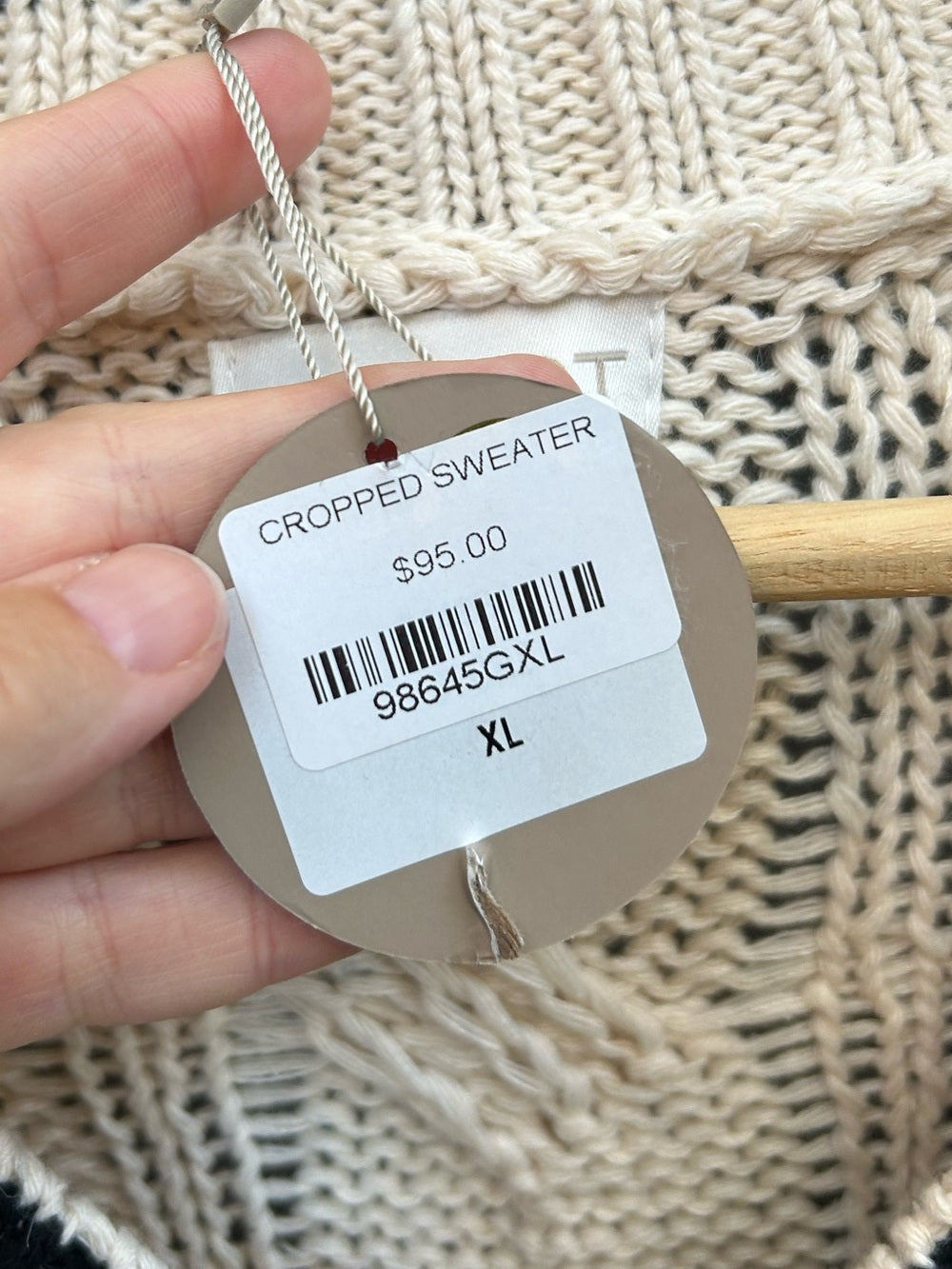 Apricot V neck Academic Knit Cropped Sweater, BNWT, Size XL