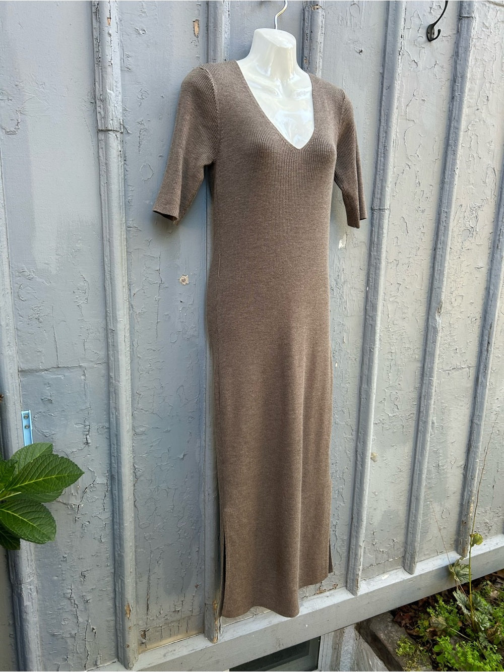 Kit & Ace Minky Brown Merino Knit Dress, Size XL