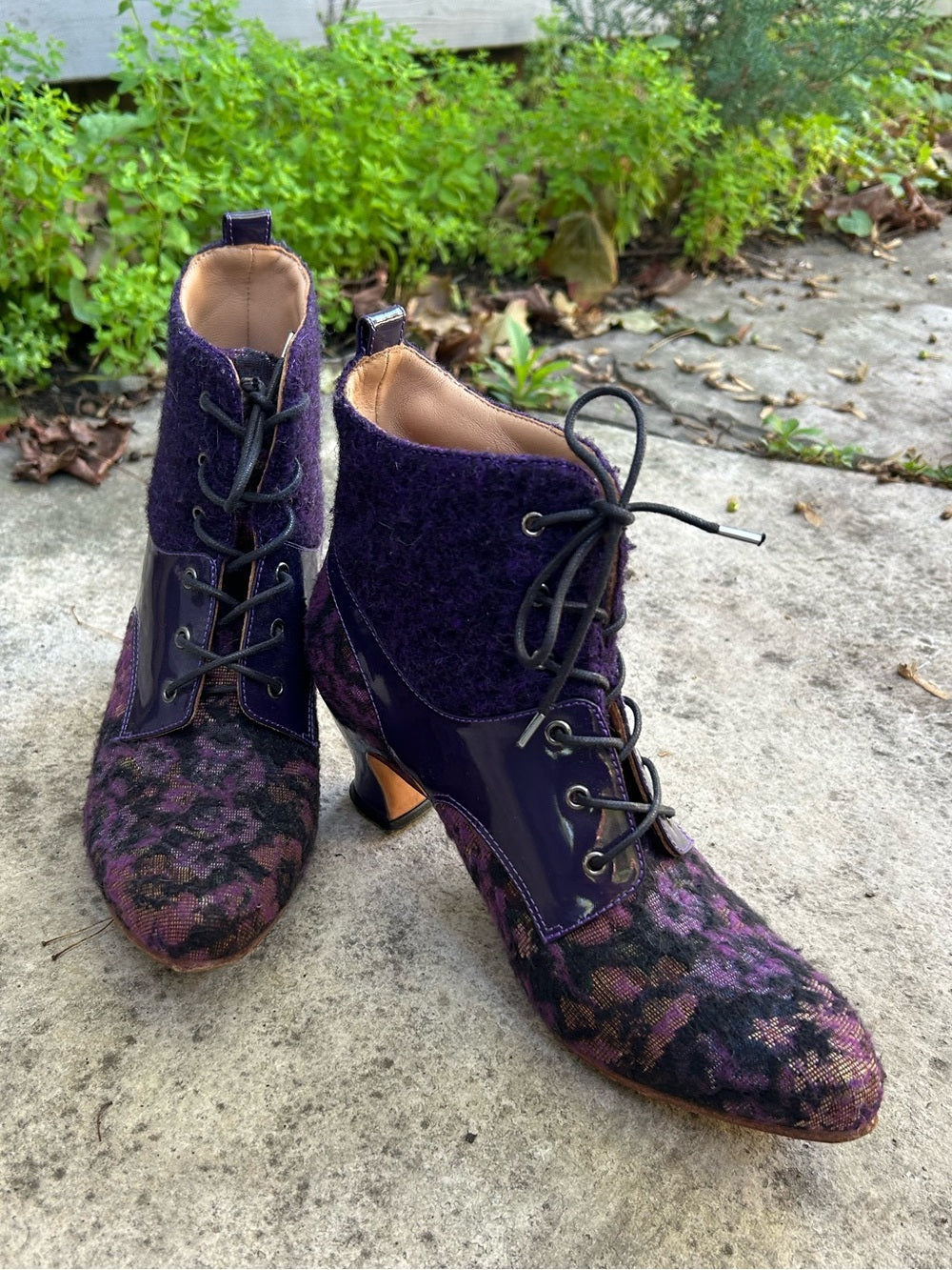 John Fluevog Wonder Iguazu Harness Lace Up Ankle Boots, size 7.5