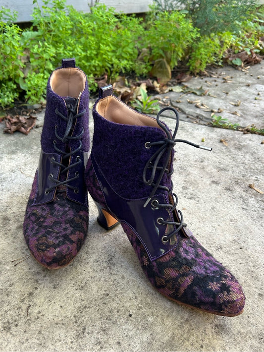 John Fluevog Wonder Iguazu Harness Lace Up Ankle Boots, size 7.5