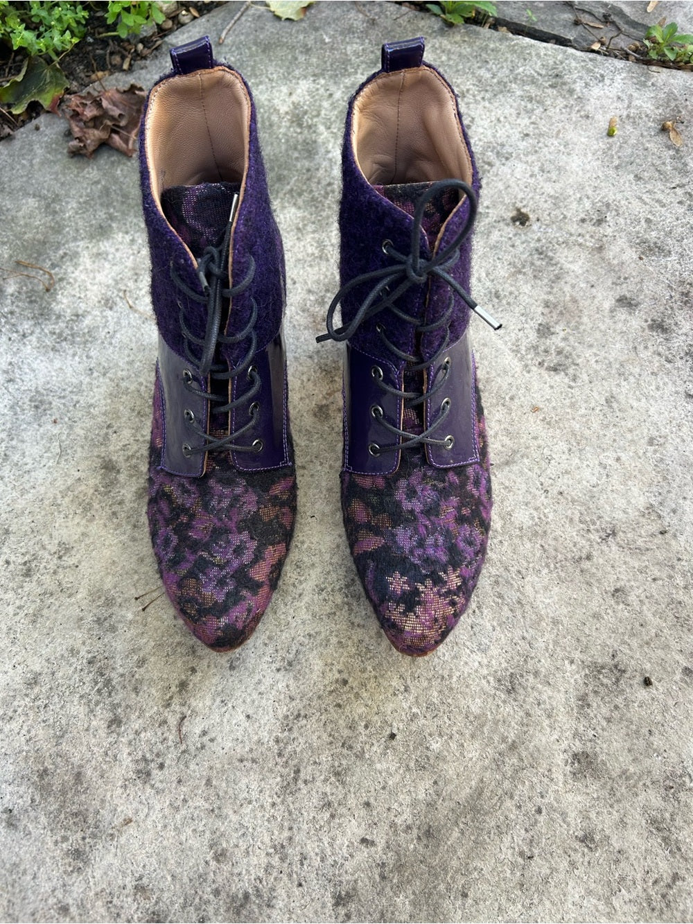 John Fluevog Wonder Iguazu Harness Lace Up Ankle Boots, size 7.5