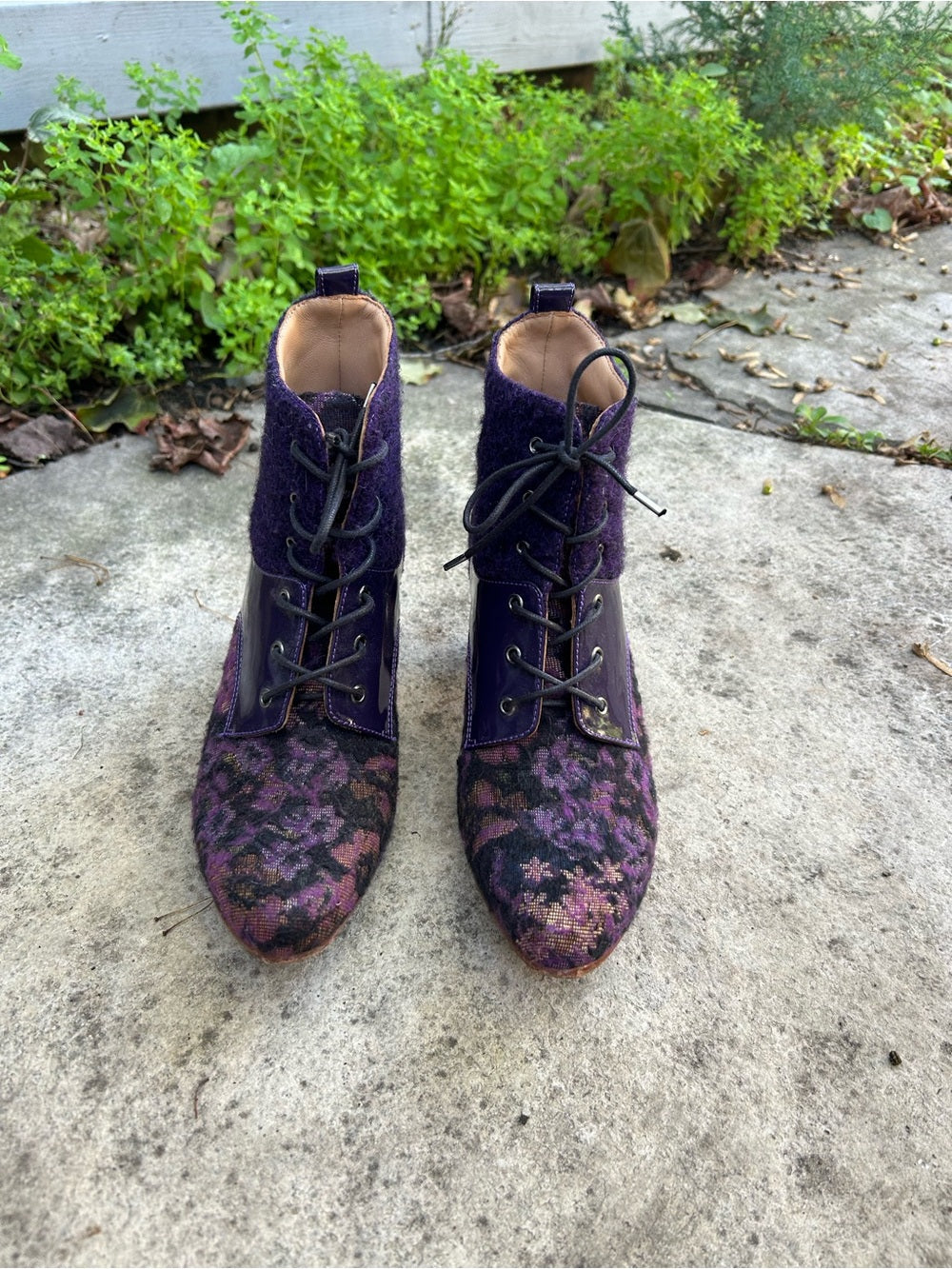 John Fluevog Wonder Iguazu Harness Lace Up Ankle Boots, size 7.5
